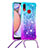 Silicone Candy Rubber TPU Bling-Bling Soft Case Cover with Lanyard Strap S01 for Samsung Galaxy M01s