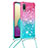 Silicone Candy Rubber TPU Bling-Bling Soft Case Cover with Lanyard Strap S01 for Samsung Galaxy M02