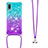 Silicone Candy Rubber TPU Bling-Bling Soft Case Cover with Lanyard Strap S01 for Samsung Galaxy M02