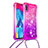 Silicone Candy Rubber TPU Bling-Bling Soft Case Cover with Lanyard Strap S01 for Samsung Galaxy M10