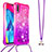 Silicone Candy Rubber TPU Bling-Bling Soft Case Cover with Lanyard Strap S01 for Samsung Galaxy M10