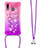 Silicone Candy Rubber TPU Bling-Bling Soft Case Cover with Lanyard Strap S01 for Samsung Galaxy M10S