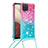 Silicone Candy Rubber TPU Bling-Bling Soft Case Cover with Lanyard Strap S01 for Samsung Galaxy M12