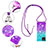 Silicone Candy Rubber TPU Bling-Bling Soft Case Cover with Lanyard Strap S01 for Samsung Galaxy M12