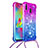 Silicone Candy Rubber TPU Bling-Bling Soft Case Cover with Lanyard Strap S01 for Samsung Galaxy M20