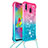 Silicone Candy Rubber TPU Bling-Bling Soft Case Cover with Lanyard Strap S01 for Samsung Galaxy M20 Pink