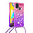 Silicone Candy Rubber TPU Bling-Bling Soft Case Cover with Lanyard Strap S01 for Samsung Galaxy M21s