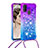 Silicone Candy Rubber TPU Bling-Bling Soft Case Cover with Lanyard Strap S01 for Samsung Galaxy M30s Purple