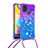 Silicone Candy Rubber TPU Bling-Bling Soft Case Cover with Lanyard Strap S01 for Samsung Galaxy M31 Prime Edition