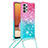 Silicone Candy Rubber TPU Bling-Bling Soft Case Cover with Lanyard Strap S01 for Samsung Galaxy M32 5G