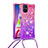 Silicone Candy Rubber TPU Bling-Bling Soft Case Cover with Lanyard Strap S01 for Samsung Galaxy M51