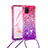 Silicone Candy Rubber TPU Bling-Bling Soft Case Cover with Lanyard Strap S01 for Samsung Galaxy Note 10 Lite Hot Pink