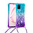 Silicone Candy Rubber TPU Bling-Bling Soft Case Cover with Lanyard Strap S01 for Samsung Galaxy Note 10 Lite Sky Blue