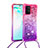 Silicone Candy Rubber TPU Bling-Bling Soft Case Cover with Lanyard Strap S01 for Samsung Galaxy S10 Lite Hot Pink