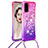 Silicone Candy Rubber TPU Bling-Bling Soft Case Cover with Lanyard Strap S01 for Samsung Galaxy S20