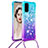 Silicone Candy Rubber TPU Bling-Bling Soft Case Cover with Lanyard Strap S01 for Samsung Galaxy S20 5G