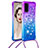 Silicone Candy Rubber TPU Bling-Bling Soft Case Cover with Lanyard Strap S01 for Samsung Galaxy S20 5G Purple