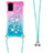 Silicone Candy Rubber TPU Bling-Bling Soft Case Cover with Lanyard Strap S01 for Samsung Galaxy S20