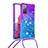 Silicone Candy Rubber TPU Bling-Bling Soft Case Cover with Lanyard Strap S01 for Samsung Galaxy S20 FE (2022) 5G Purple