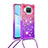 Silicone Candy Rubber TPU Bling-Bling Soft Case Cover with Lanyard Strap S01 for Xiaomi Mi 10T Lite 5G Hot Pink
