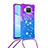 Silicone Candy Rubber TPU Bling-Bling Soft Case Cover with Lanyard Strap S01 for Xiaomi Mi 10T Lite 5G Purple