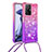 Silicone Candy Rubber TPU Bling-Bling Soft Case Cover with Lanyard Strap S01 for Xiaomi Mi 11T 5G Hot Pink