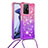 Silicone Candy Rubber TPU Bling-Bling Soft Case Cover with Lanyard Strap S01 for Xiaomi Mi 11T Pro 5G Hot Pink