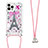 Silicone Candy Rubber TPU Bling-Bling Soft Case Cover with Lanyard Strap S02 for Apple iPhone 13 Pro