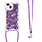 Silicone Candy Rubber TPU Bling-Bling Soft Case Cover with Lanyard Strap S02 for Apple iPhone 14