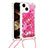 Silicone Candy Rubber TPU Bling-Bling Soft Case Cover with Lanyard Strap S02 for Apple iPhone 14