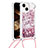 Silicone Candy Rubber TPU Bling-Bling Soft Case Cover with Lanyard Strap S02 for Apple iPhone 14 Clove Purple