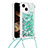 Silicone Candy Rubber TPU Bling-Bling Soft Case Cover with Lanyard Strap S02 for Apple iPhone 14 Green