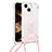 Silicone Candy Rubber TPU Bling-Bling Soft Case Cover with Lanyard Strap S02 for Apple iPhone 14 Pink