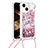 Silicone Candy Rubber TPU Bling-Bling Soft Case Cover with Lanyard Strap S02 for Apple iPhone 15 Clove Purple