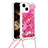 Silicone Candy Rubber TPU Bling-Bling Soft Case Cover with Lanyard Strap S02 for Apple iPhone 15 Plus