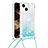 Silicone Candy Rubber TPU Bling-Bling Soft Case Cover with Lanyard Strap S02 for Apple iPhone 15 Plus Sky Blue