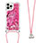 Silicone Candy Rubber TPU Bling-Bling Soft Case Cover with Lanyard Strap S02 for Apple iPhone 15 Pro