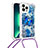 Silicone Candy Rubber TPU Bling-Bling Soft Case Cover with Lanyard Strap S02 for Apple iPhone 15 Pro Max