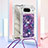 Silicone Candy Rubber TPU Bling-Bling Soft Case Cover with Lanyard Strap S02 for Google Pixel 8 5G Purple