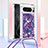 Silicone Candy Rubber TPU Bling-Bling Soft Case Cover with Lanyard Strap S02 for Google Pixel 8 Pro 5G Purple