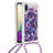 Silicone Candy Rubber TPU Bling-Bling Soft Case Cover with Lanyard Strap S02 for Samsung Galaxy A02