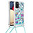 Silicone Candy Rubber TPU Bling-Bling Soft Case Cover with Lanyard Strap S02 for Samsung Galaxy A03s