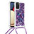 Silicone Candy Rubber TPU Bling-Bling Soft Case Cover with Lanyard Strap S02 for Samsung Galaxy A03s Purple