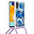 Silicone Candy Rubber TPU Bling-Bling Soft Case Cover with Lanyard Strap S02 for Samsung Galaxy A04s Blue