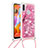 Silicone Candy Rubber TPU Bling-Bling Soft Case Cover with Lanyard Strap S02 for Samsung Galaxy A11