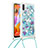 Silicone Candy Rubber TPU Bling-Bling Soft Case Cover with Lanyard Strap S02 for Samsung Galaxy A11 Sky Blue