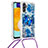 Silicone Candy Rubber TPU Bling-Bling Soft Case Cover with Lanyard Strap S02 for Samsung Galaxy A13 5G Blue