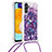 Silicone Candy Rubber TPU Bling-Bling Soft Case Cover with Lanyard Strap S02 for Samsung Galaxy A13 5G Purple