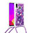 Silicone Candy Rubber TPU Bling-Bling Soft Case Cover with Lanyard Strap S02 for Samsung Galaxy A20