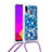 Silicone Candy Rubber TPU Bling-Bling Soft Case Cover with Lanyard Strap S02 for Samsung Galaxy A20